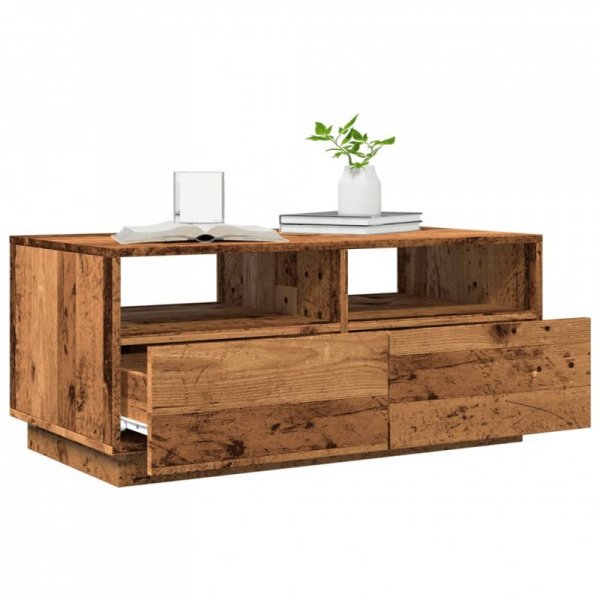 Stolik kawowy z oświetleniem LED, stare drewno, 90x49x40 cm