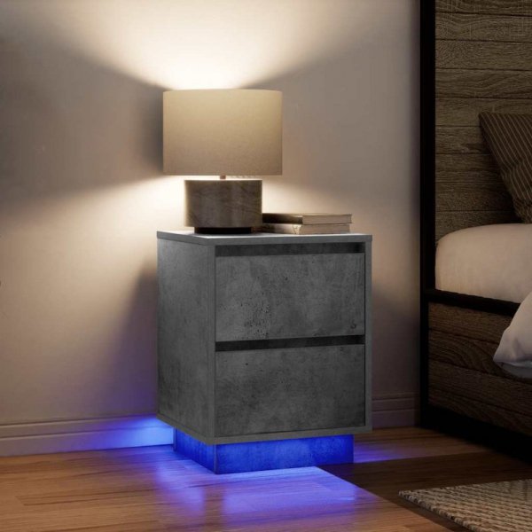 Szafki nocne z oświetleniem LED 2 szt. Betonowy szary