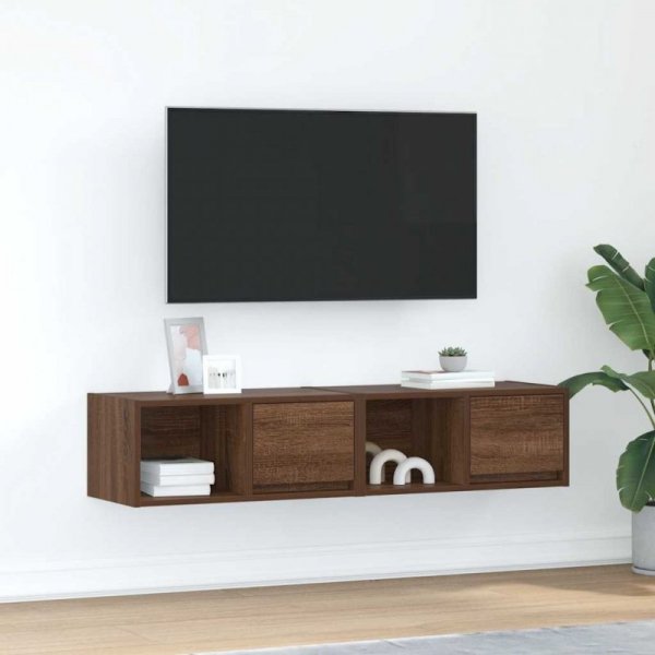 Szafki RTV 2 szt. Brązowy dąb 60x31x25,5 cm Drewno klejone
