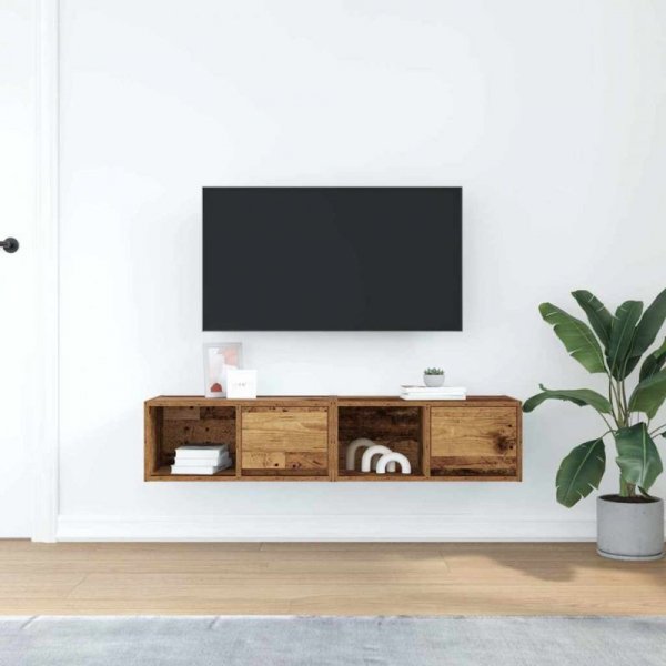 Szafki RTV 2 szt. Stare drewno 60x31x25,5 cm Drewno klejone