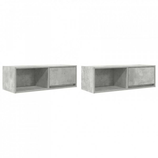 Szafki RTV 2 szt. Beton Szary 80x31x25,5 cm Drewno klejone
