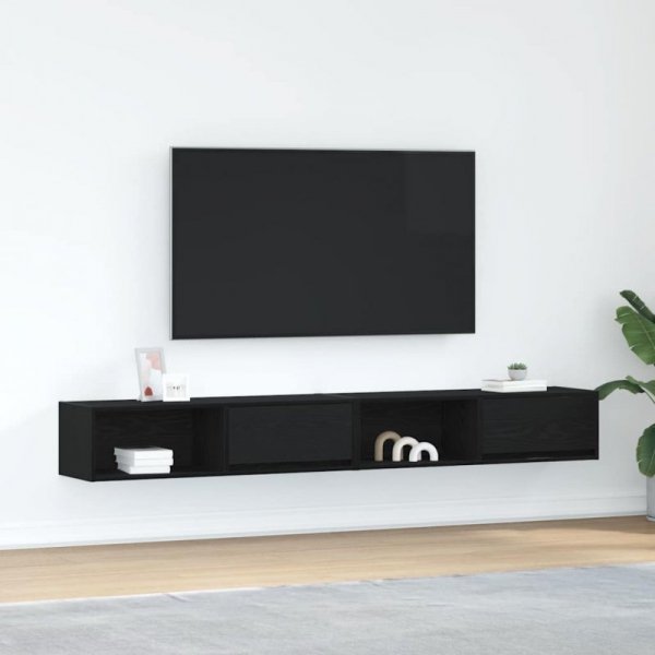 Szafki RTV 2 szt. Dąb czarny 100x31x25,5 cm Drewno klejone