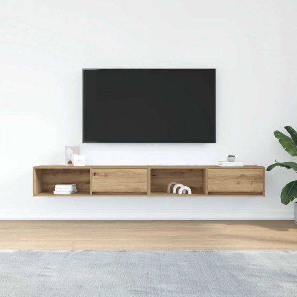 Szafki RTV 2 szt. Dąb Artisan 100x31x25,5 cm Drewno klejone