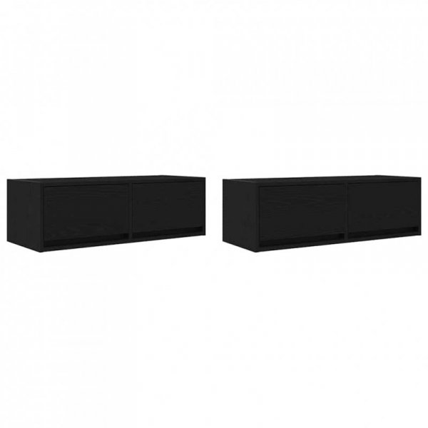 Szafki RTV 2 szt. Dąb czarny 80x31x25,5 cm Drewno klejone
