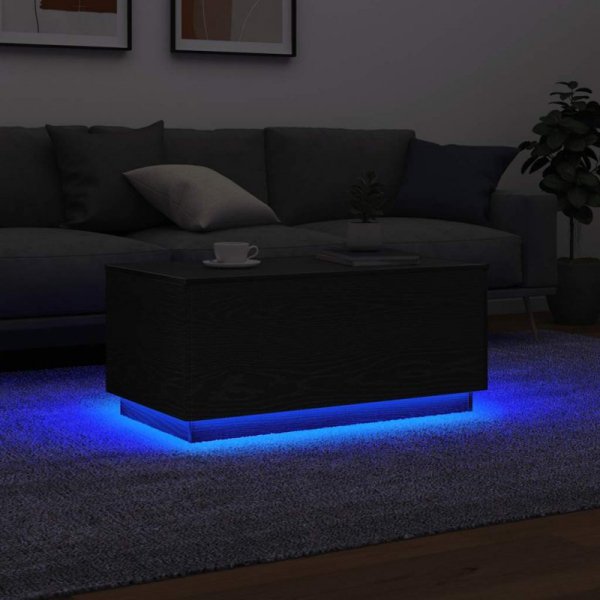 Stolik kawowy z oświetleniem LED, czarny dąb, 90x50x40 cm