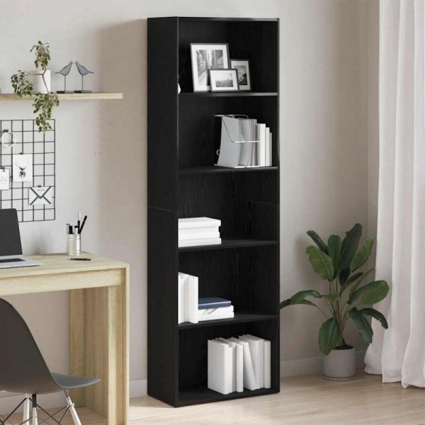 Regał biblioteczny Czarny Dąb 60x30x189 cm Drewno klejone