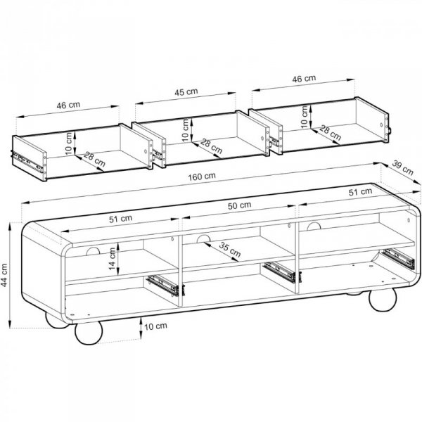 Szafka RTV 160 ROND 01 kaszmir