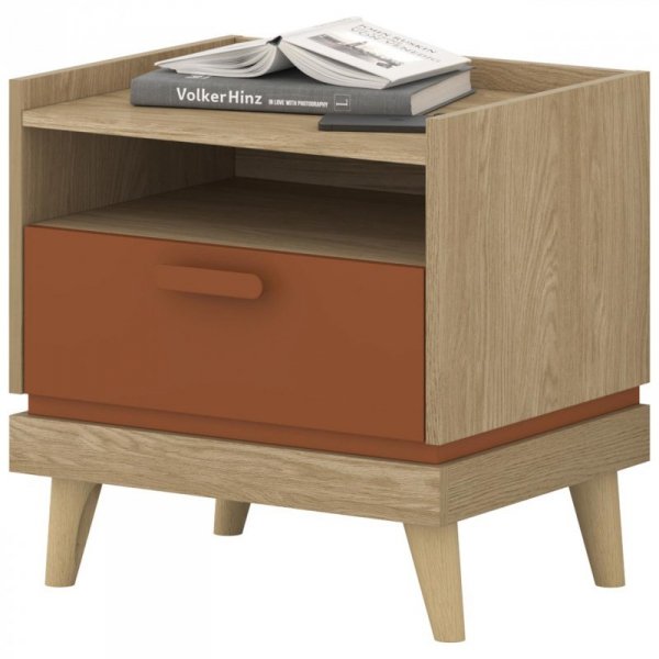 Stolik nocny CANDIS 22 dąb olejowany / ceglany
