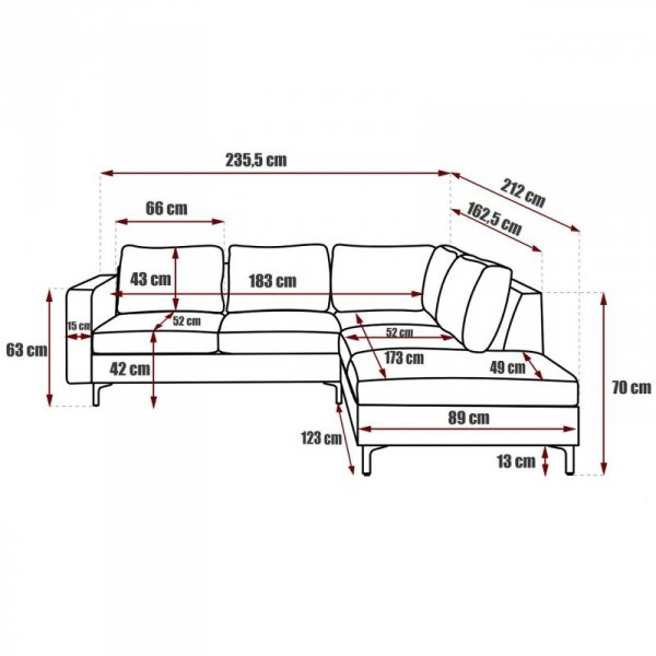 Narożnik ORLEAN VELVET tiffany 19 prawy