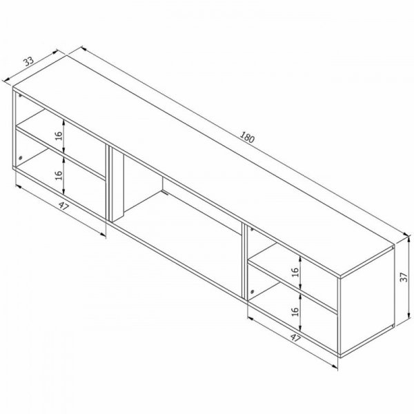 Komoda RTV LOOP 180 EF czarna / kominek czarny