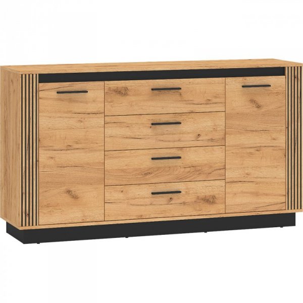 Komoda URSA 06 dąb craft złoty + czarny