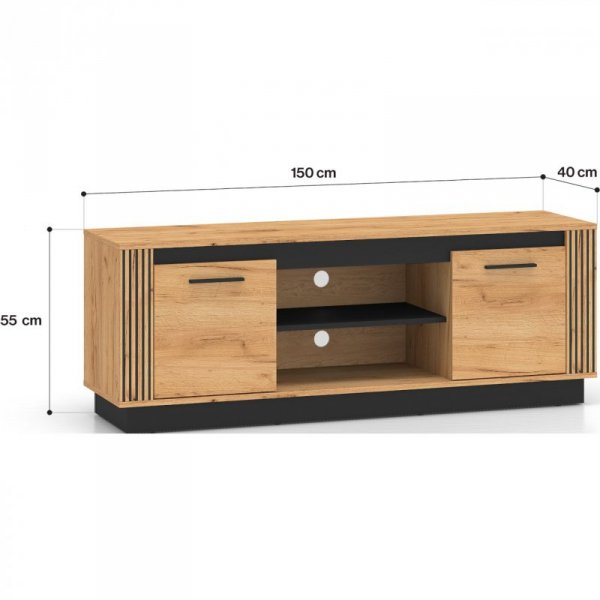 Szafka RTV URSA 08 dąb craft złoty + czarny