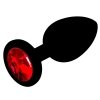 Korek silikonowy czarny z kryształem czerwonym