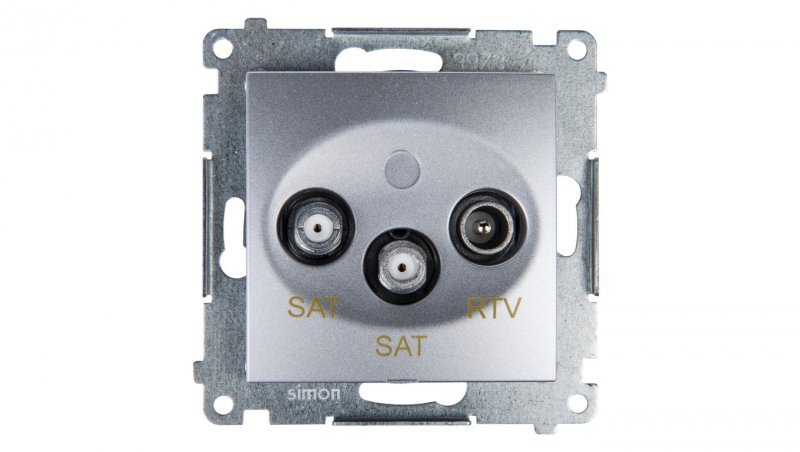 Simon 54 Gniazdo antenowe RTV/SAT/SAT końcowe srebrny mat DASK2.01/43 kontakt-simon 5902787825423