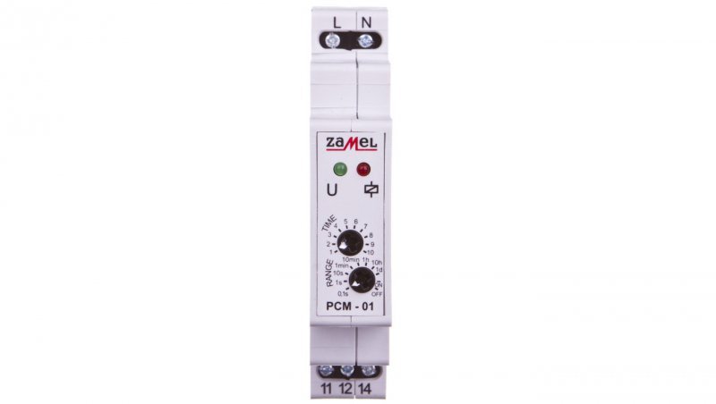 Przekaźnik czasowy 1-funkcyjny 1NO/NC 16A 0,1sek-10dni 230V AC PCM-01 EXT10000072 zamel 5903669021971