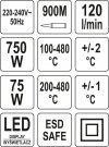 STACJA LUTOWNICZA CYFROWA 75W, HOT AIR, WYŚWIETLACZ (1 KPL)
