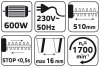 Nożyce do żywopłotu 600W, szerokość cięcia 450 mm