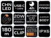 Latarka akumulatorowa USB C 2000 lm CHN LED