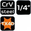 Końcówka TORX TX40 na nasadce 1/4, długa, 87 mm