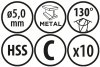 Wiertła do metalu Baildon BASIC DIN 338 RN NWKa 5 mm, HSS (S), 86-52 mm, wielokrotność 10