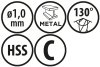 Wiertła do metalu Baildon BASIC DIN 340 RN NWKb 1 mm, HSS (S), 56-33 mm, wielokrotność 10