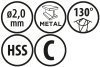 Wiertła do metalu Baildon BASIC DIN 340 RN NWKb 2 mm, HSS (S), 85-56 mm, wielokrotność 10