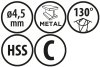 Wiertła do metalu Baildon BASIC DIN 340 RN NWKb 4,5 mm, HSS (S), 126-82 mm, wielokrotność 10