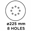 Krążki ścierne 225 mm, K180, 5 szt., z otworami