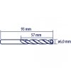 Wiertło do metalu Baildon DIN 338 RN 6 mm, HSS TiN (S), 93-57 mm (chwyt 3-płaszczyznowy)