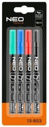 Marker budowlany, 4 kolory, permanentny, wodoodporny, lakierowy, aluminiowy, 4 szt