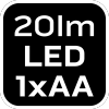 Mini latarka 20LM, 1xAA