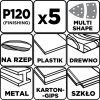 Papiery ścierne na rzep, żelazko 102 x 152 mm, P120, 5 szt., z 11 otworami (3 szt.)