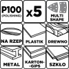 Papiery ścierne na rzep, żelazko 102 x 152 mm, P100, 5 szt., z 11 otworami