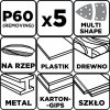 Papiery ścierne na rzep, żelazko 102 x 152 mm, P60, 5 szt., z 11 otworami