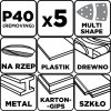 Papiery ścierne na rzep, żelazko 102 x 152 mm, P40, 5 szt., z 11 otworami