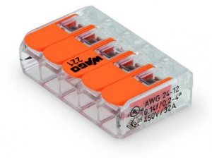 SZYBKOZŁĄCZKA 5X0,2-4MM2 TRANSPARENTNA/POMARAŃCZOWA 221-415 (1 SZT)