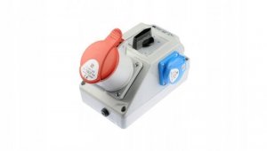 ZESTAW INSTALACYJNY Z GNIAZDEM 32A 5P+2P+Z (L-0-P) CZERWONY (1 SZT)
