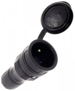 GNIAZDO GUMOWE 2P+Z, 16A EXTREM IP54 CZARNE (1 SZT)