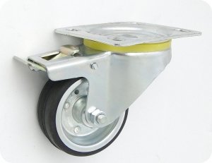 KOŁO METAL-GUMA 80MM OBUDOWA SKRĘTNA+HAMULEC 6H (1 SZT)
