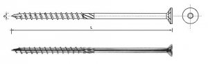 WKRĘT DO DREWNA Z ŁBEM STOŻKOWYM NA TORX 6*260MM T30 (100 SZT)