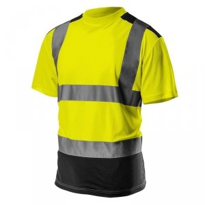 KOSZULKA T-SHIRT OSTRZEGAWCZY CIEMNY DÓŁ ŻÓŁTY L (1 SZT)