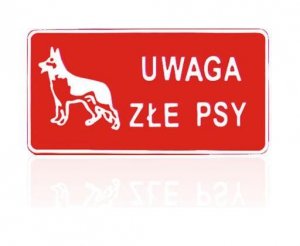 TABLICA 15*29CM UWAGA ZŁE PSY (1 SZT)