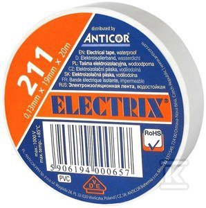 TAŚMA IZOL.19X20 BIAŁA ELECTRIC 211P (SZT)