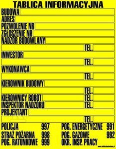 BUDOWLANA TABLICA INFORMACYJNA 0,60MM (SZT)
