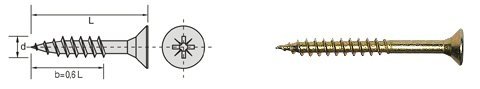 WKRĘT DO DREWNA OCYNK ŻÓŁTY 5.0*60/36MM (1 KG)