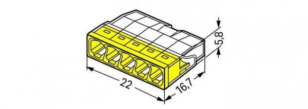 SZYBKOZŁĄCZKA WAGO 2273-205 5X0,5-2,5 MM2 ŻÓŁTA 20 SZT (1 OP)