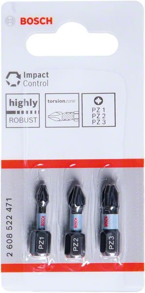 ZESTAW BITÓW IMPACT 25MM PZ1,PZ2,PZ3, (1 KPL)