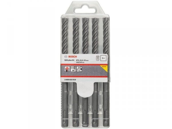 ZESTAW WIETEŁ DO MŁOTÓW SDS PLUS-5X S 2*6/2*8/10*100/160MM (1 KPL)