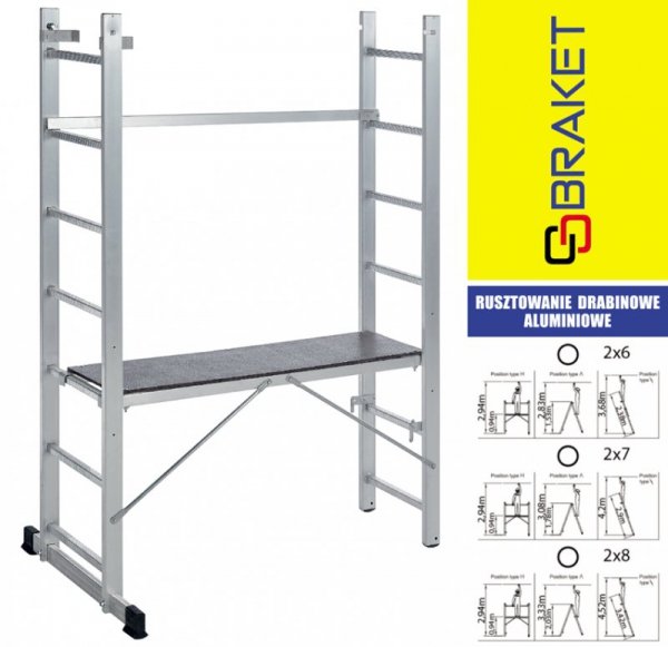 RUSZTOWANIE ALUMINIOWE DRABINOWE ECO 2X8 (1 SZT)