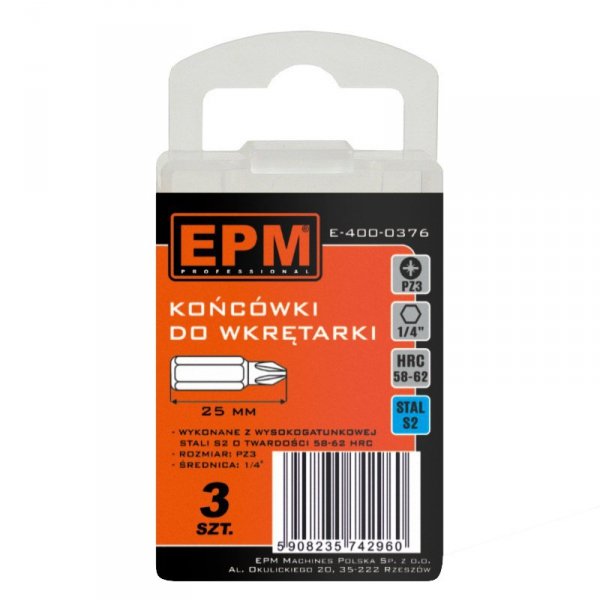 GROT, BIT, KOŃCÓWKA DO WKRĘTARKI 25MM 3SZT. PZ3 (1 KPL)